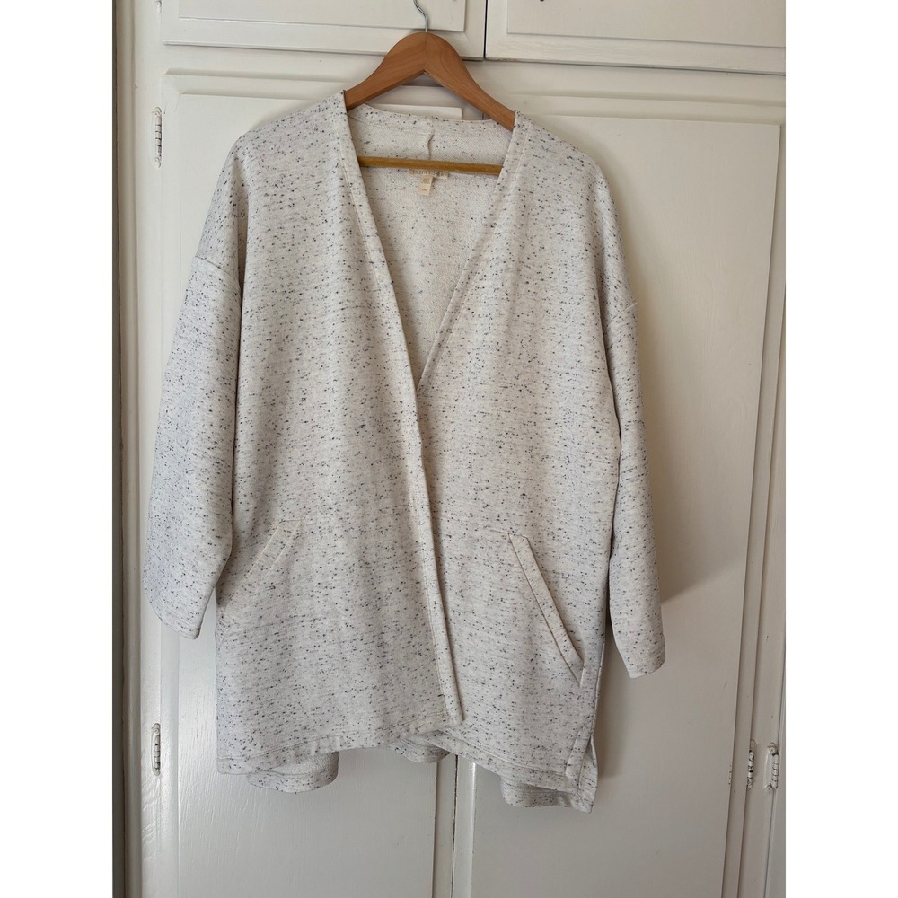 Eileen Fisher Pearl Speckled Organic Cotton Terry Kimono Jacket L Jacket